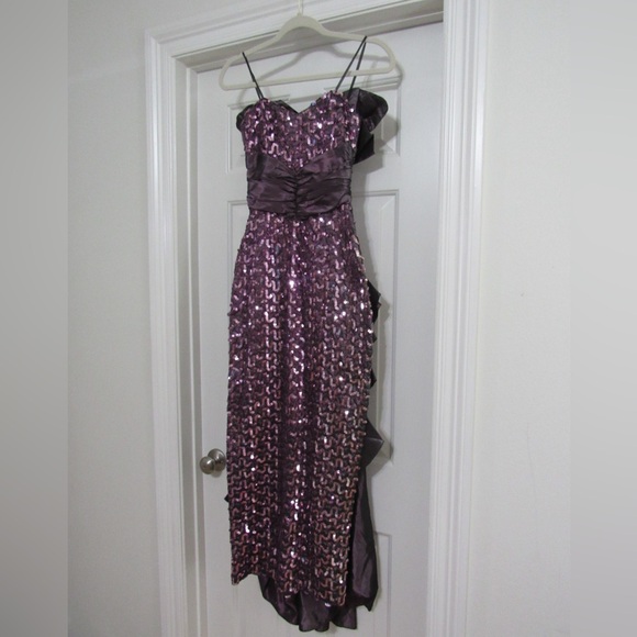 Vintage Gunne Sax Sequin Draped-Back Gown - Picture 8 of 16